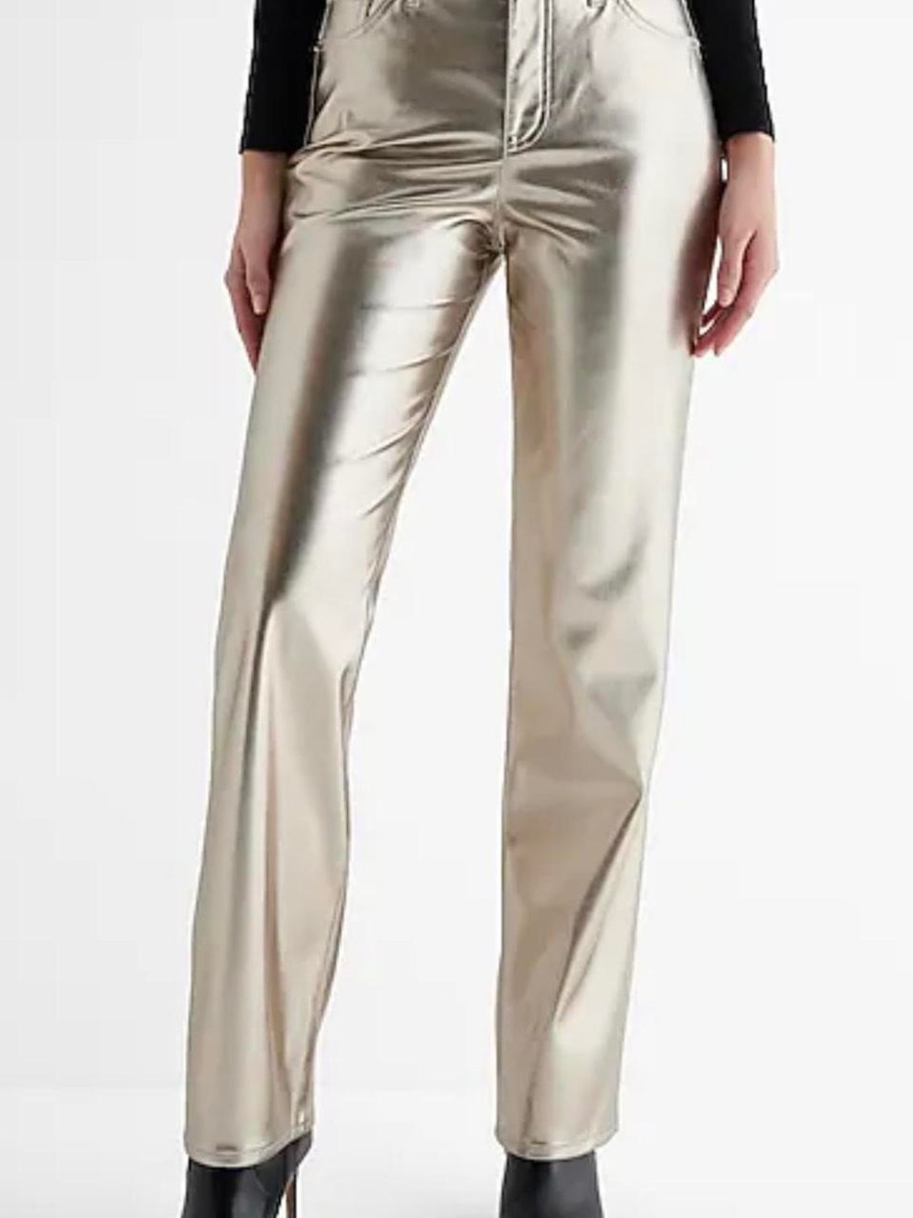 Express Metallic Gold Straight-Leg Pants